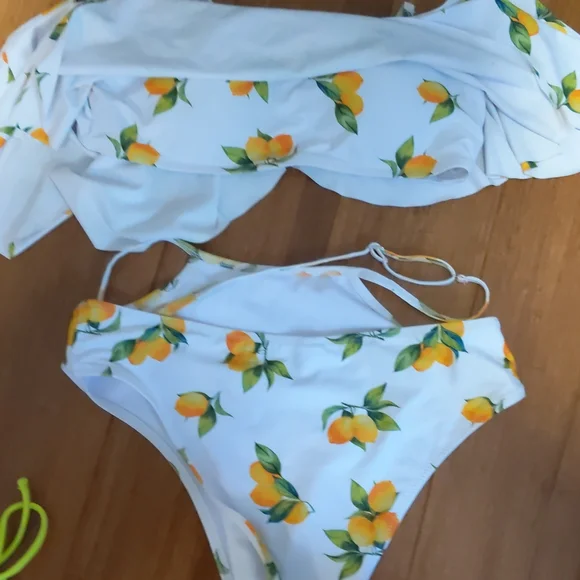 Swimsuit Pieces Bundle Size Medium Floral Paisley Neon - Picture 3 of 9